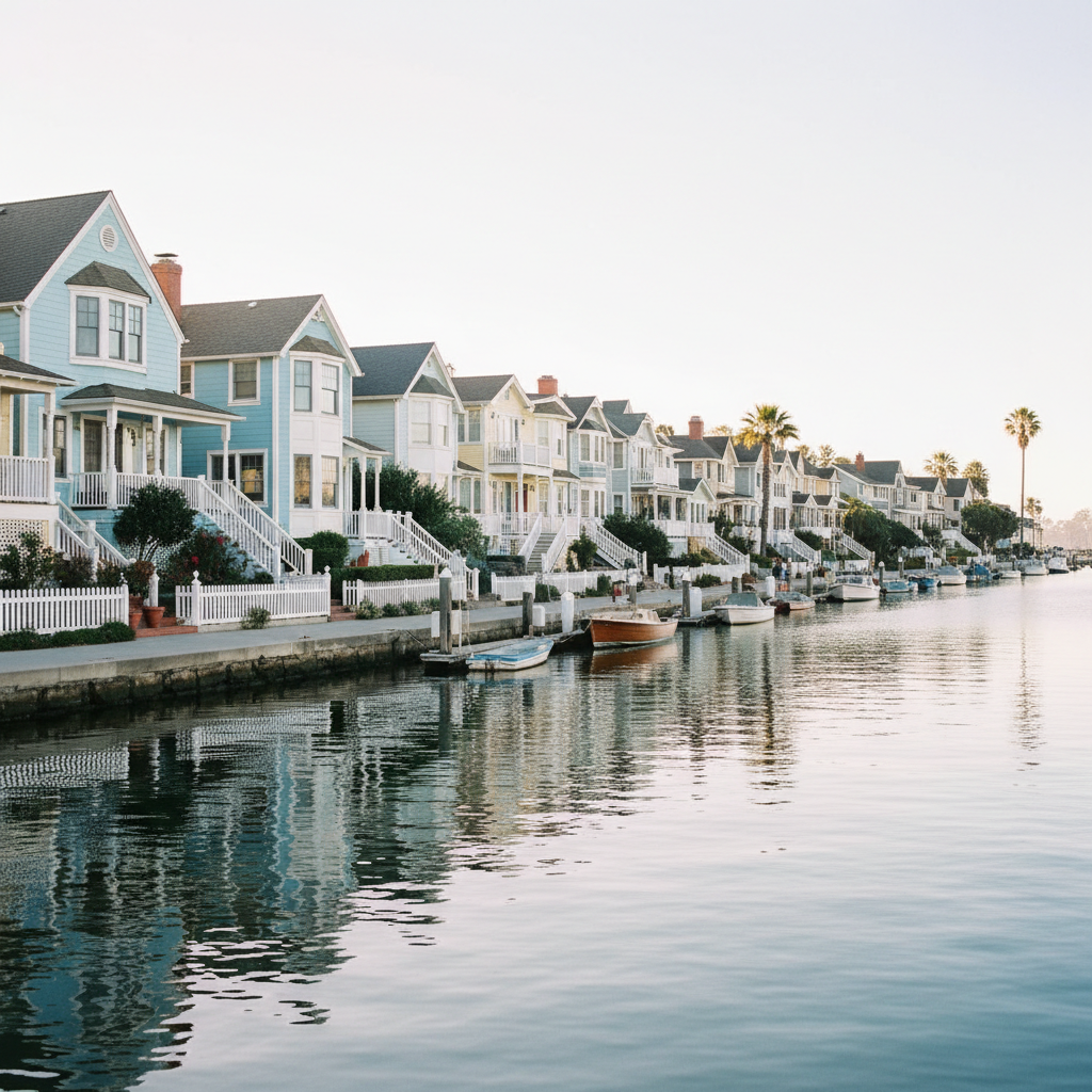 Charming Balboa Island cottages along the Newport Harbor waterfront